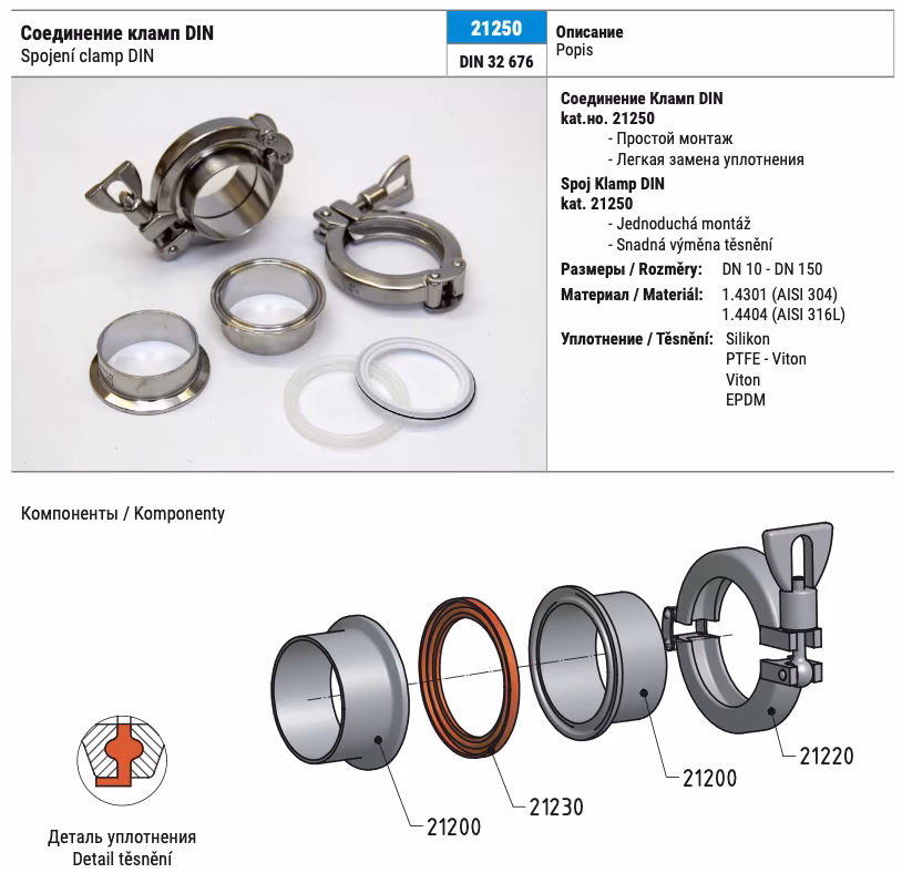 21250 – Clampverbindung – S – DIN – komplett